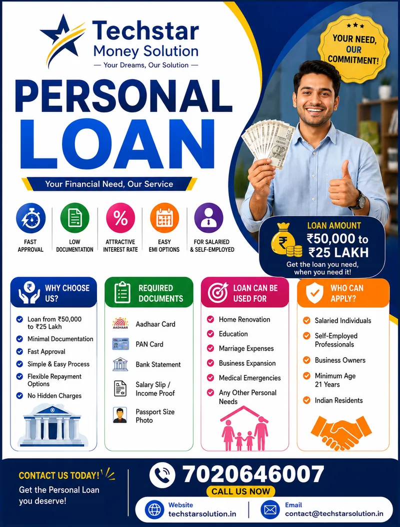 Check low interest personal loan rates starting at 10.49 percent - Techstar Money Solution